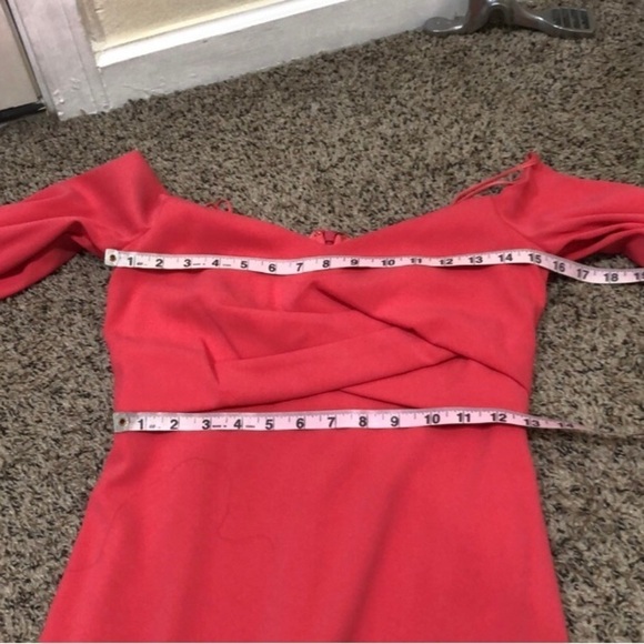 NWT Badgley Mischka Off Shoulder Formal Maxi Dress Gown Size 2 Coral - Picture 10 of 13